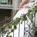 Tocchi di edera e fiori bianchi nei dettagli decorativi